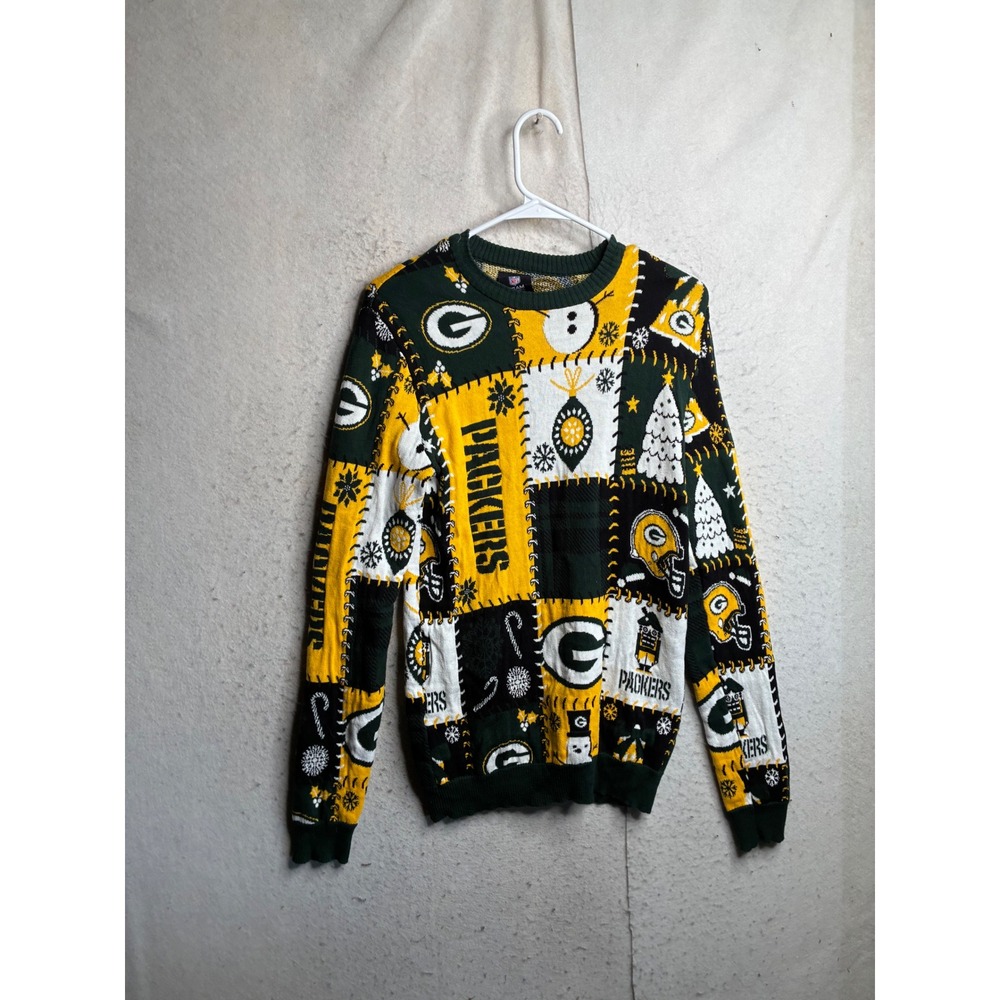NFL Team Apparel Green Bay Packers Patchwork Holiday Ugly Christmas Sweater S